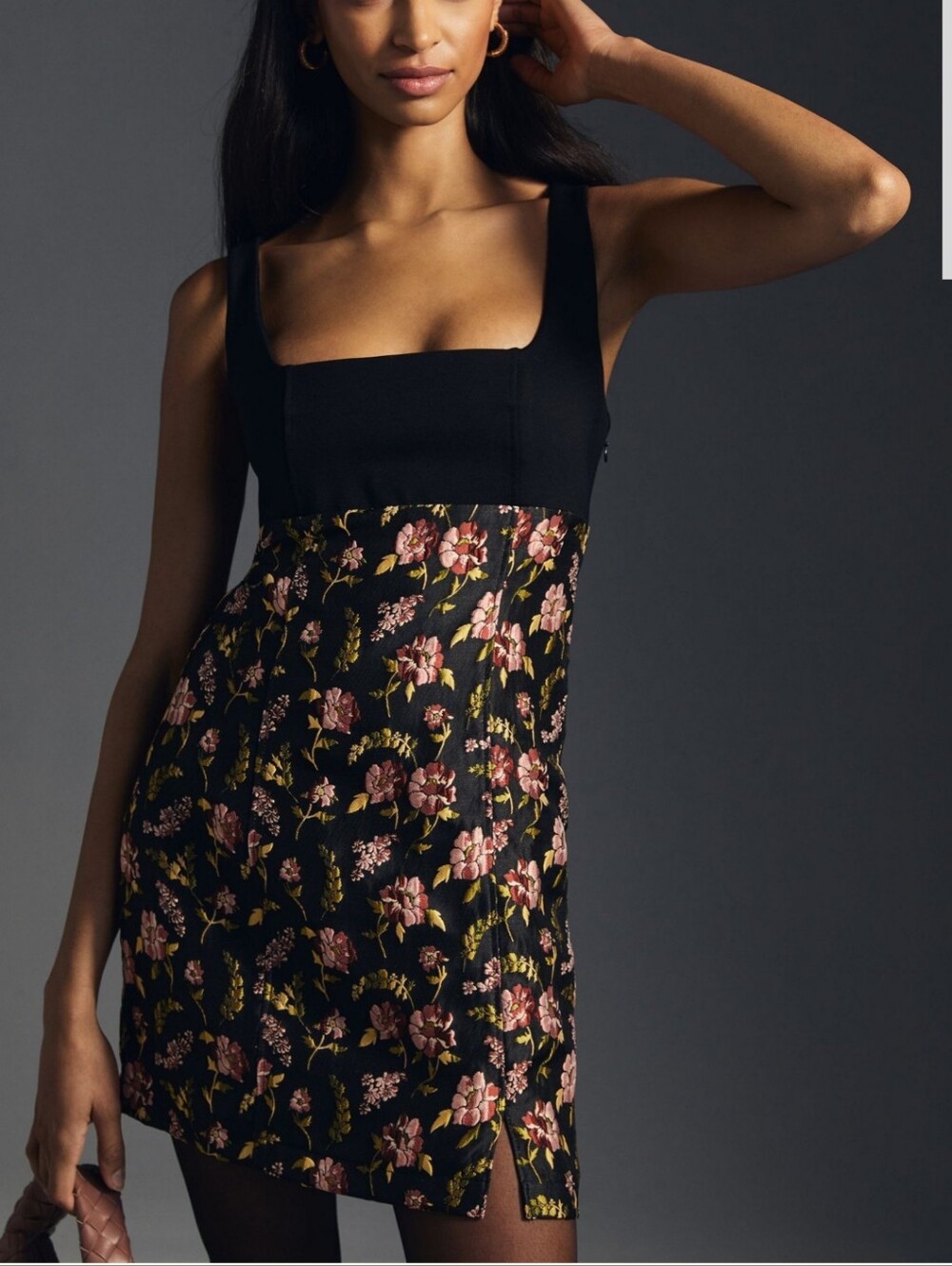 Anthropologie MAEVE BROCARD Black Mini Dress Floral WOMEN SIZE 6 Used